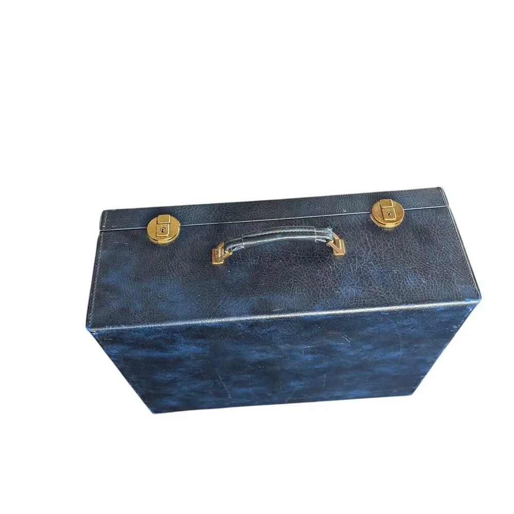 Vintage Blue Faux Leather Briefcase